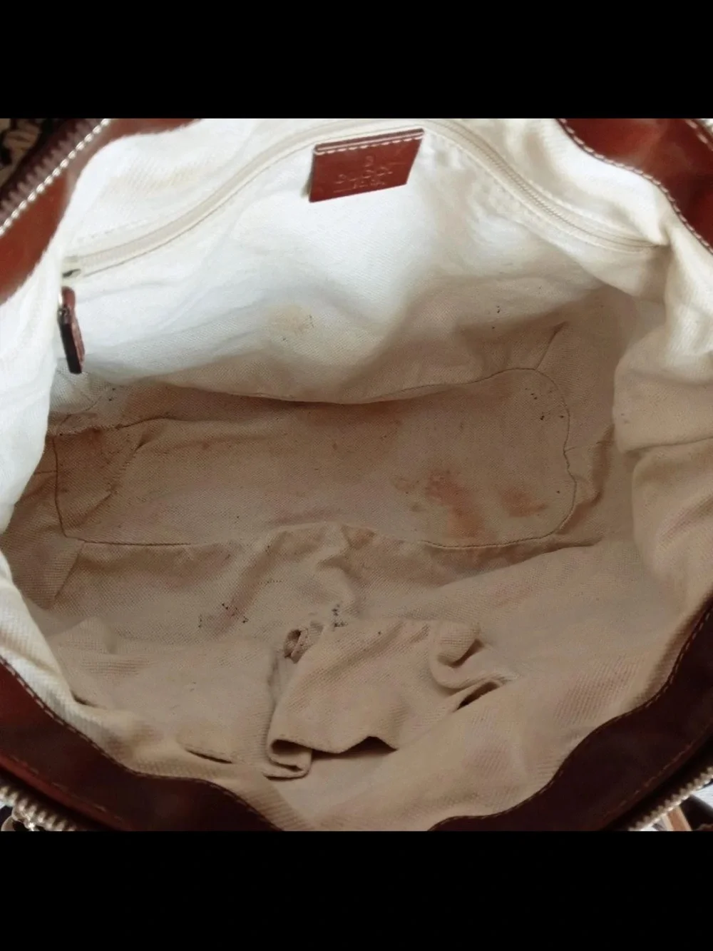 GUCCI Brown and Cream Patterned Top-Handle Bag